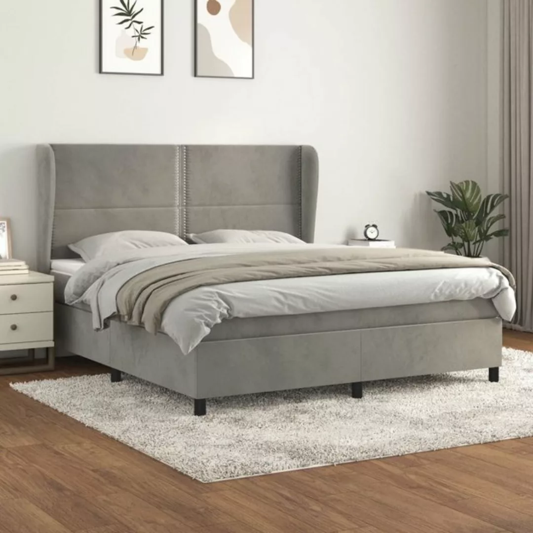 vidaXL Bettgestell Boxspringbett mit Matratze Dunkelgrau 180x200 cm Samt Be günstig online kaufen