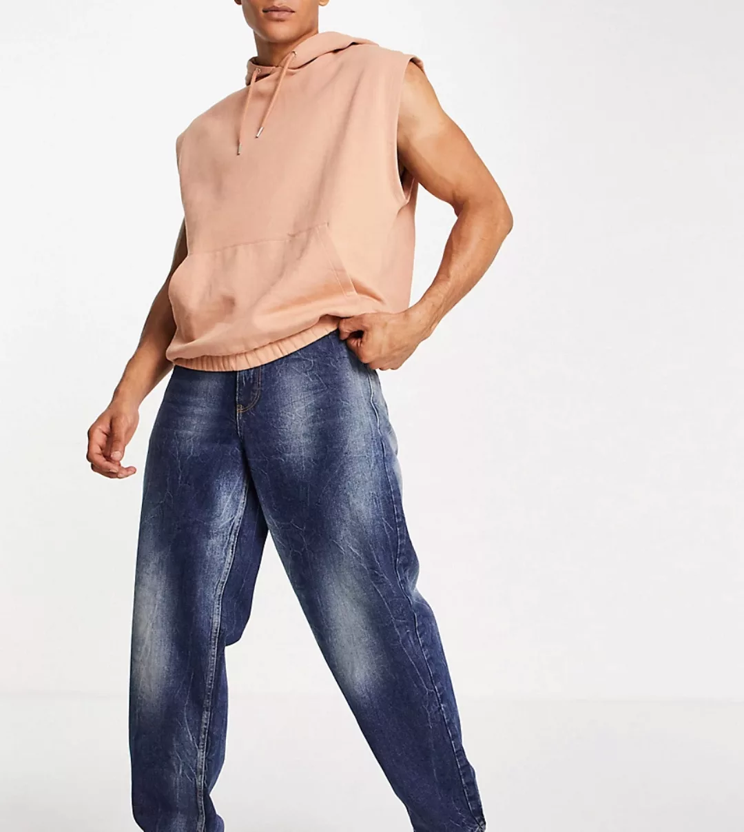 COLLUSION – x014 – Weite Jeans mit extremer Waschung im 90er-Stil-Blau günstig online kaufen