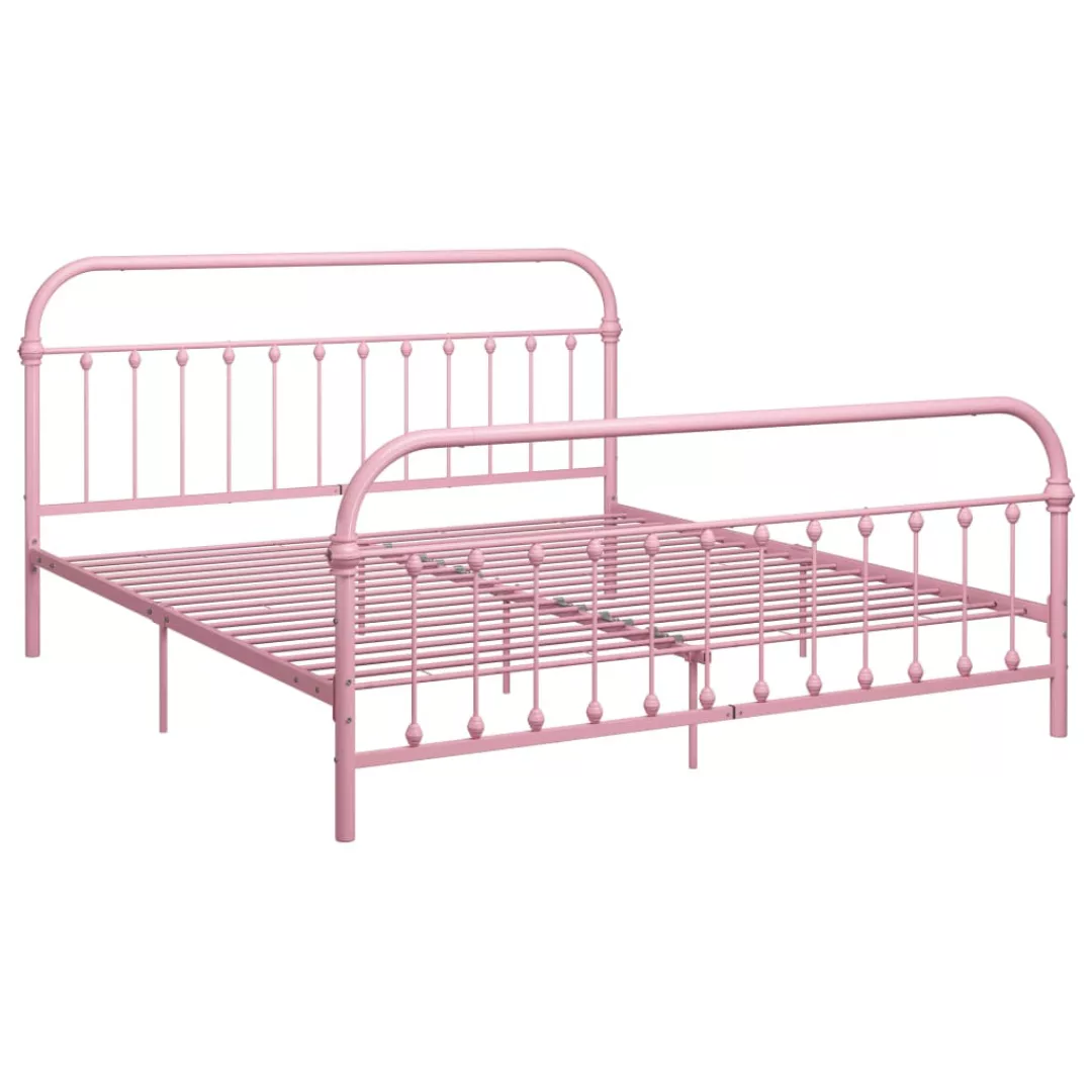 vidaXL Bettgestell Bettgestell Rosa Metall 120x200 cm Bett Bettrahmen Bettg günstig online kaufen