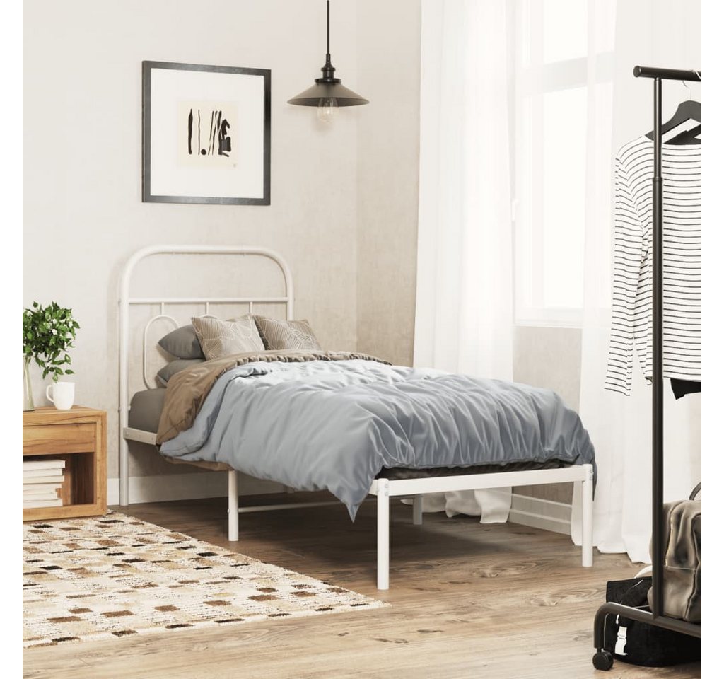 vidaXL Bett, Metallbett ohne Matratze mit Kopfteil Weiß 75x190 cm günstig online kaufen