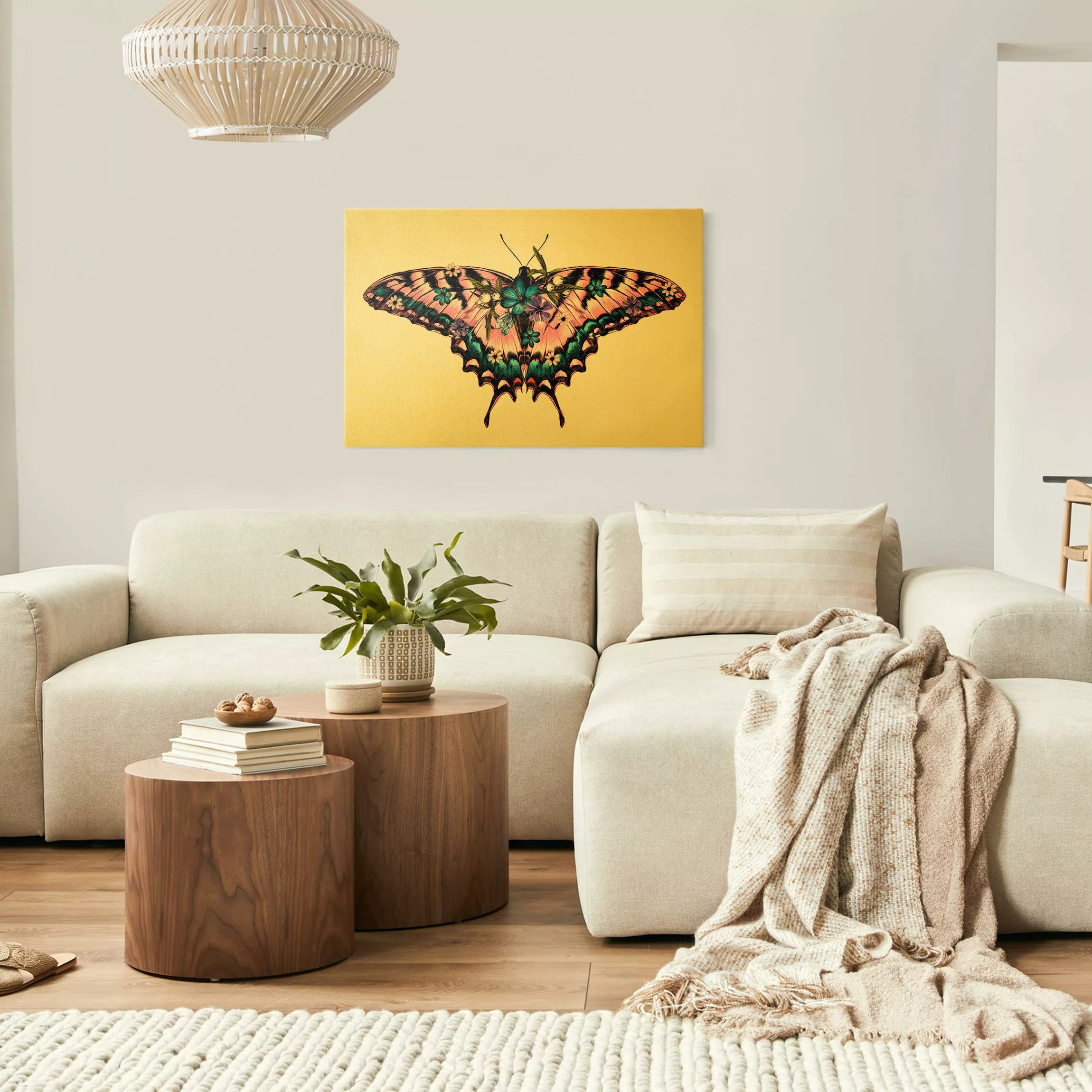 Leinwandbild Illustration floraler Tiger Schwalbenschwanz günstig online kaufen