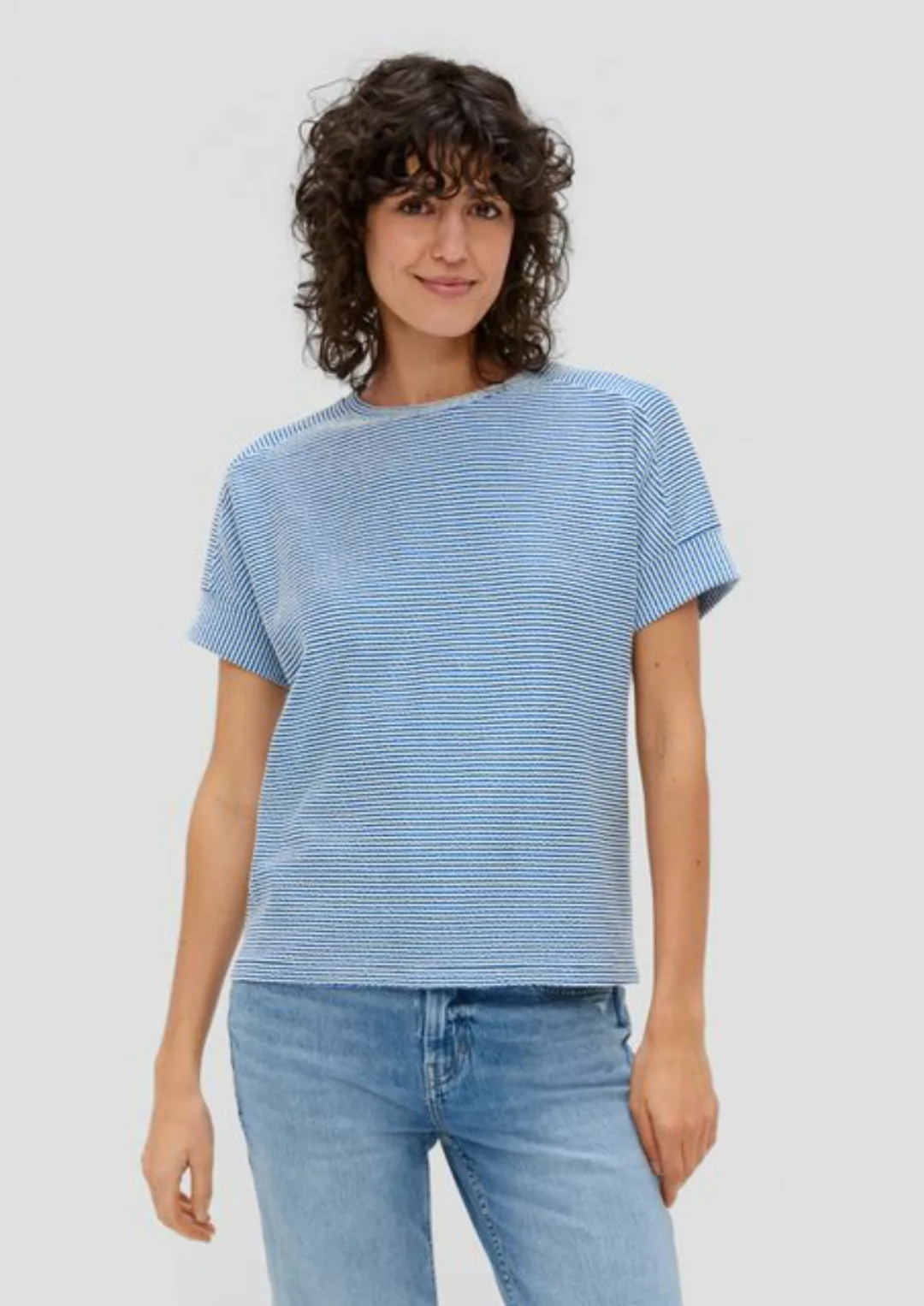 s.Oliver Kurzarmshirt Gestreiftes T-Shirt aus Jacquard günstig online kaufen