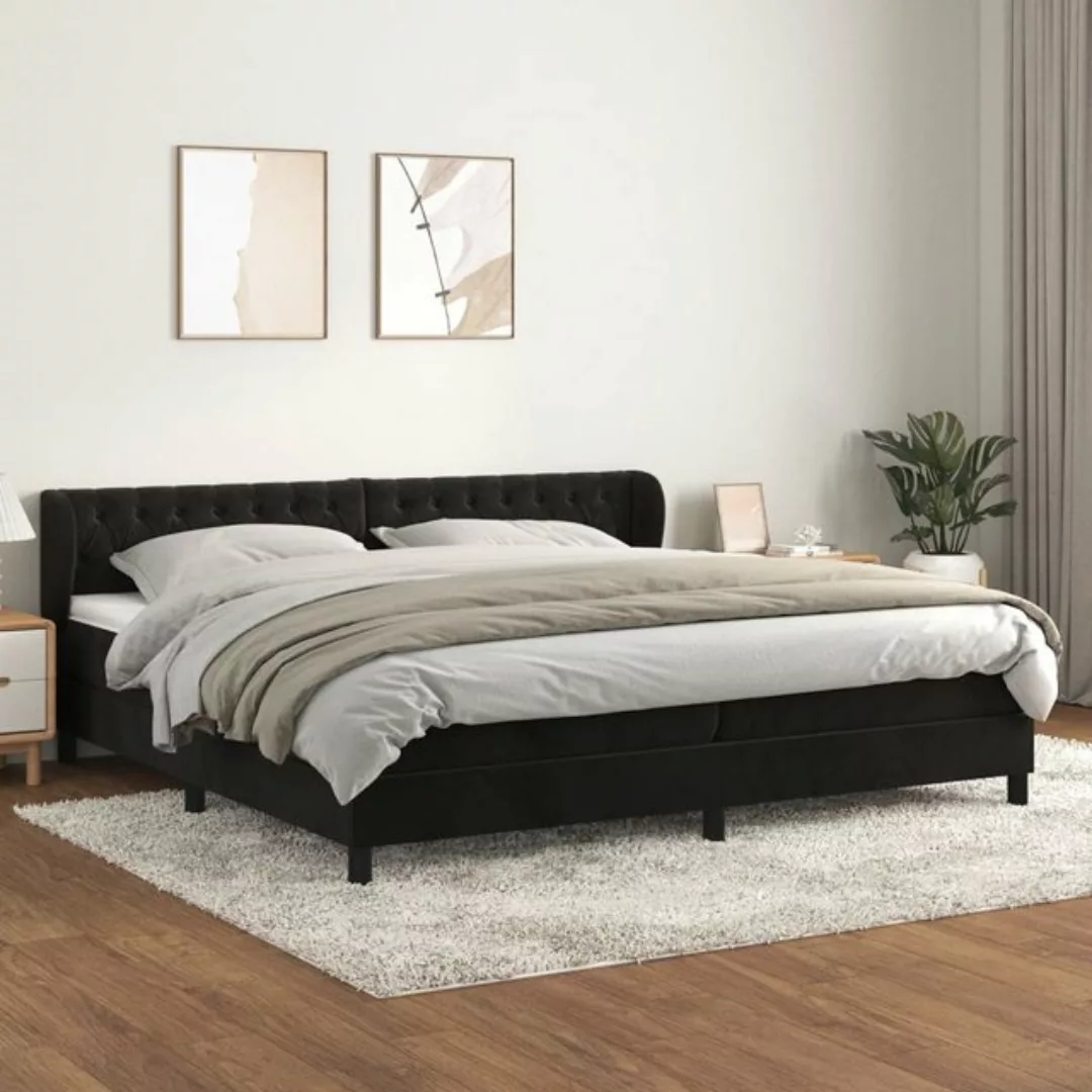 vidaXL Bettgestell Boxspringbett mit Matratze Schwarz 200x200 cm Samt Bett günstig online kaufen