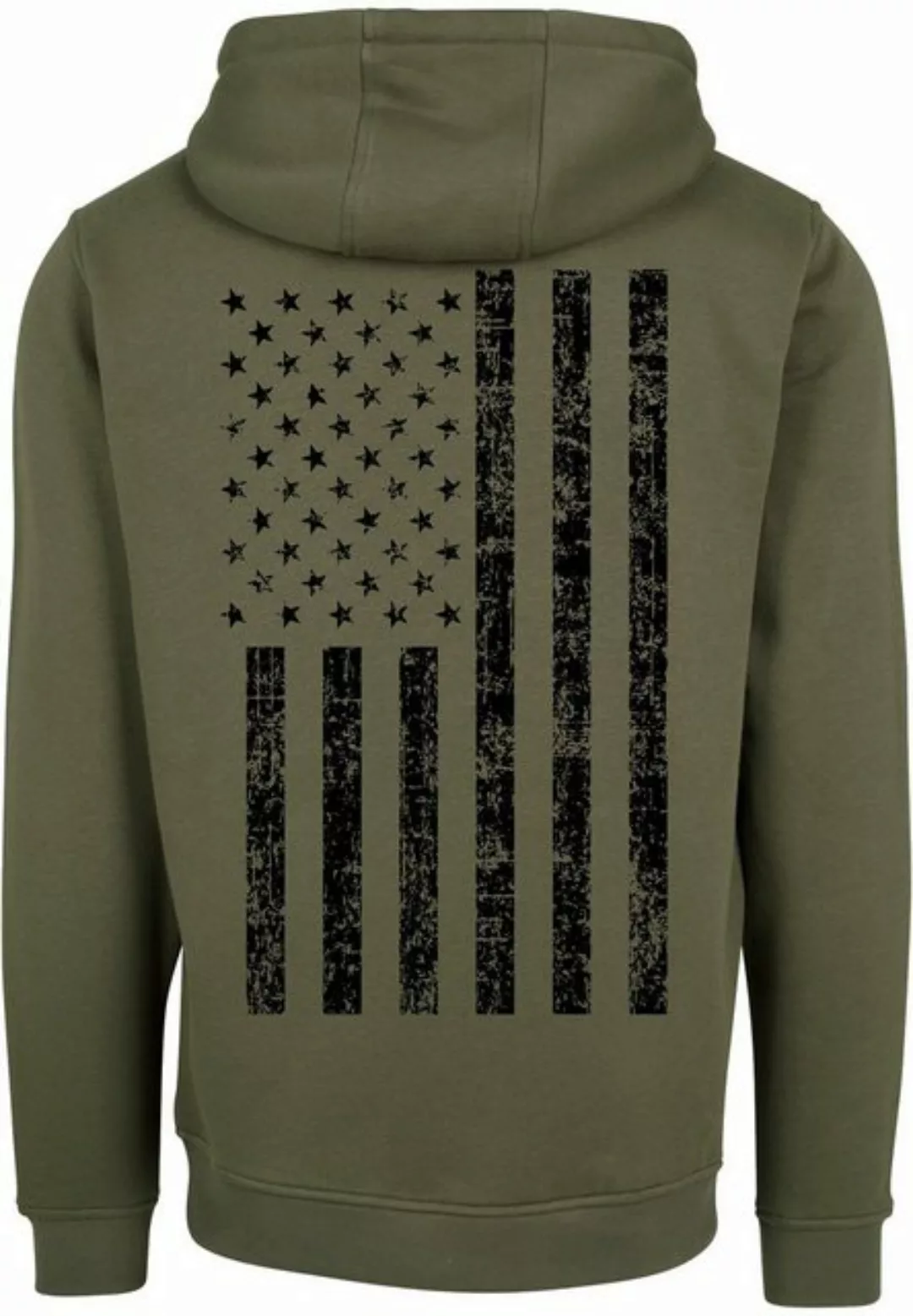 Baddery Kapuzenpullover Hoodie: "Black Stars & Stripes" mit Stick-Patch, ho günstig online kaufen