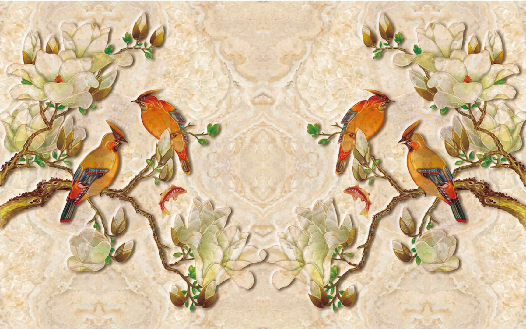 Papermoon Fototapete »Muster mit Vögeln« günstig online kaufen