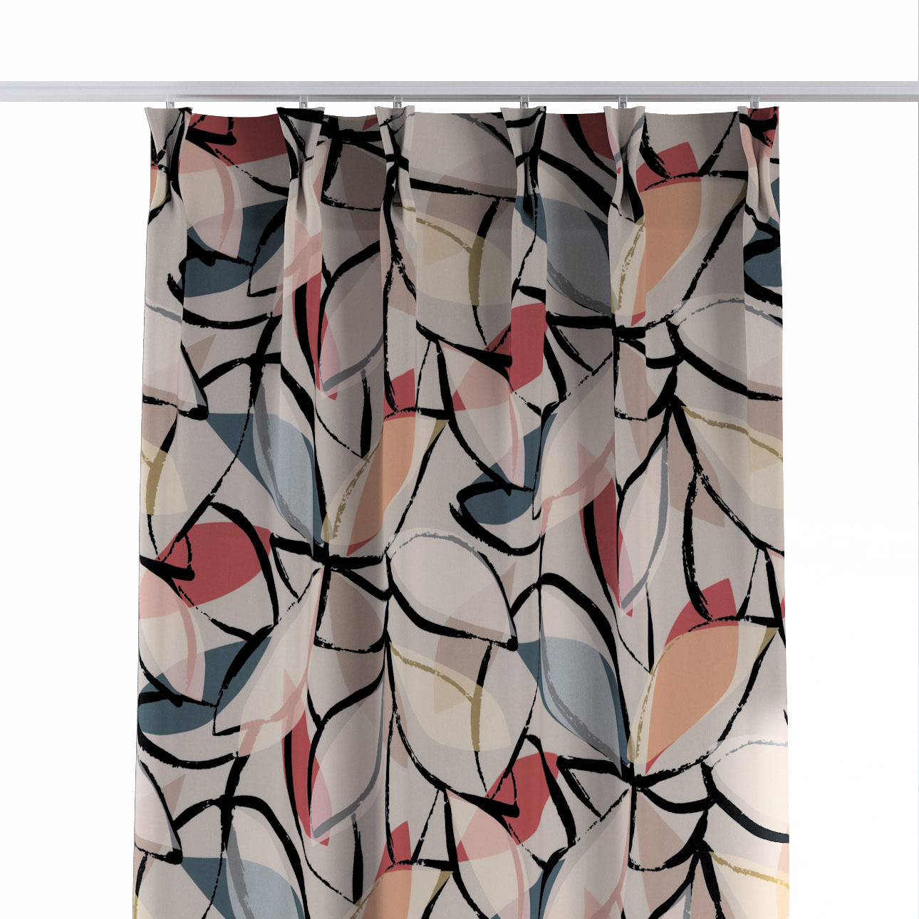 Vorhang mit flämischen 2-er Falten, rosa-grau, Eden (144-21) günstig online kaufen