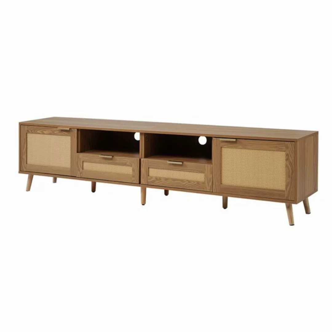 YNOFIT TV-Schrank TV-Lowboard, Rattan-Türen, 2 Türen, 2 Schubladen, 200*37* günstig online kaufen