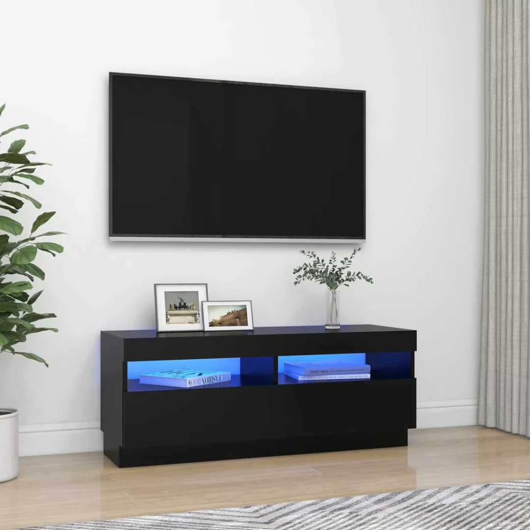 vidaXL TV-Schrank TV-Schrank mit LED-Leuchten Schwarz 100x35x40 cm Lowboard günstig online kaufen
