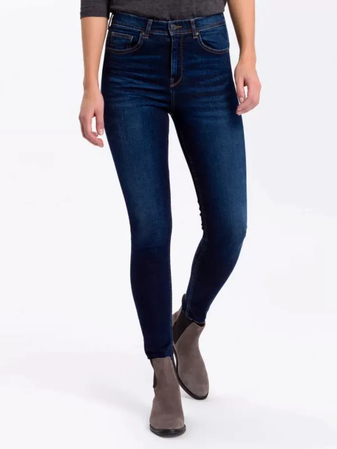 Cross Jeans Damen Jeans Judy - Super Skinny Fit - Blau - Deep Blue Used günstig online kaufen