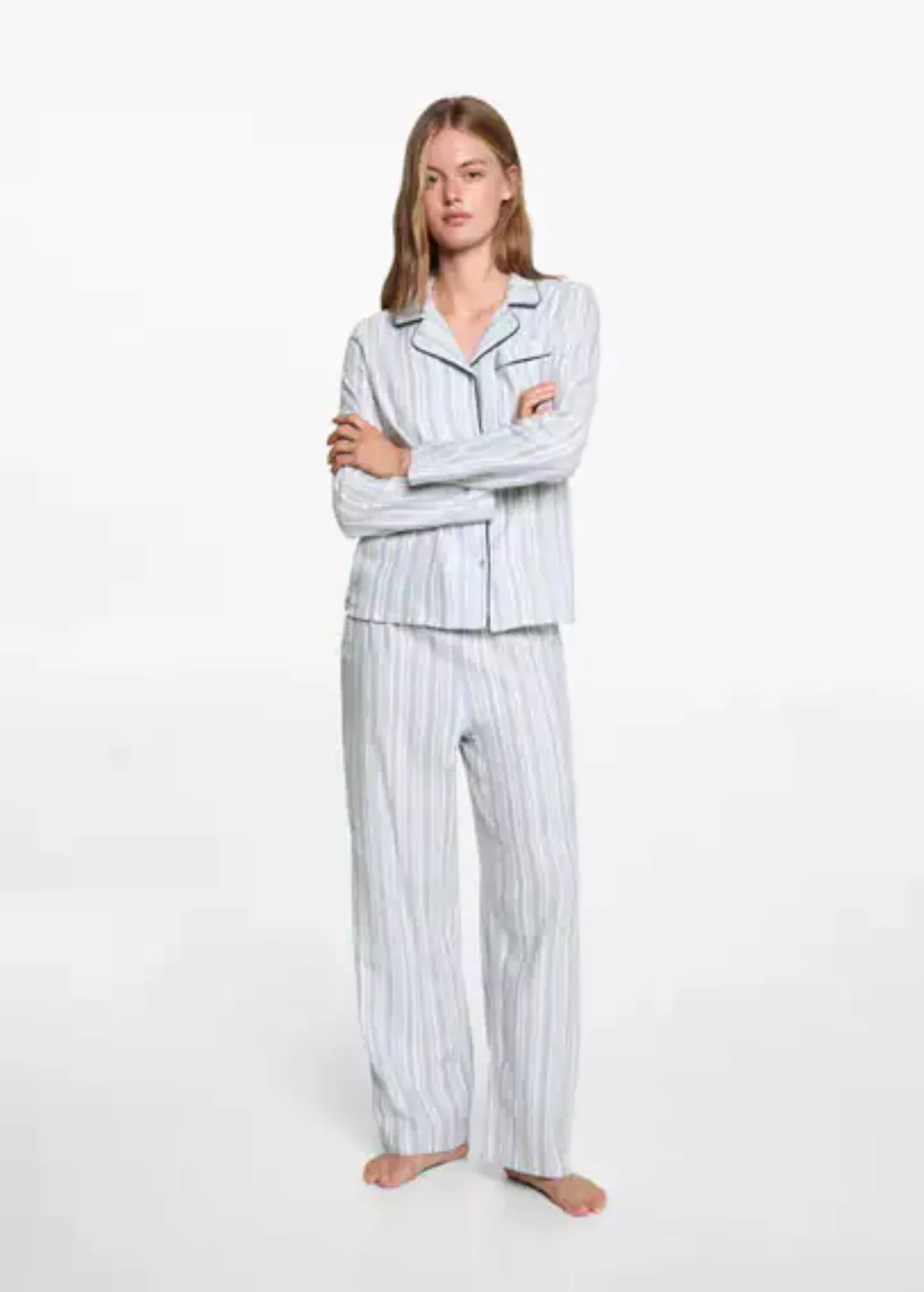 Langer Pyjama mit Streifen günstig online kaufen