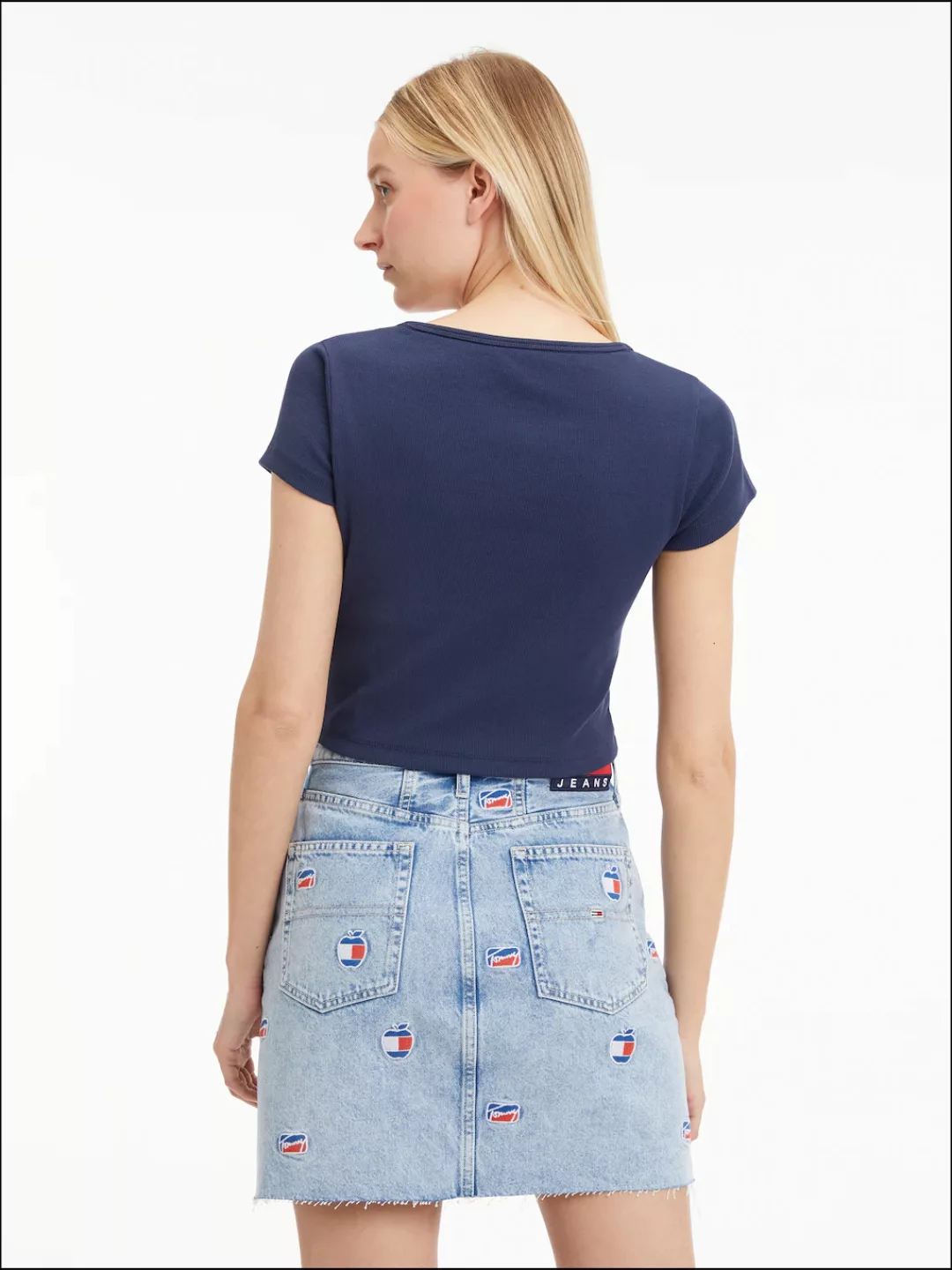 Tommy Jeans T-Shirt "TJW BBY CRP ESSENTIAL RIB V SS", in Rippoptik günstig online kaufen