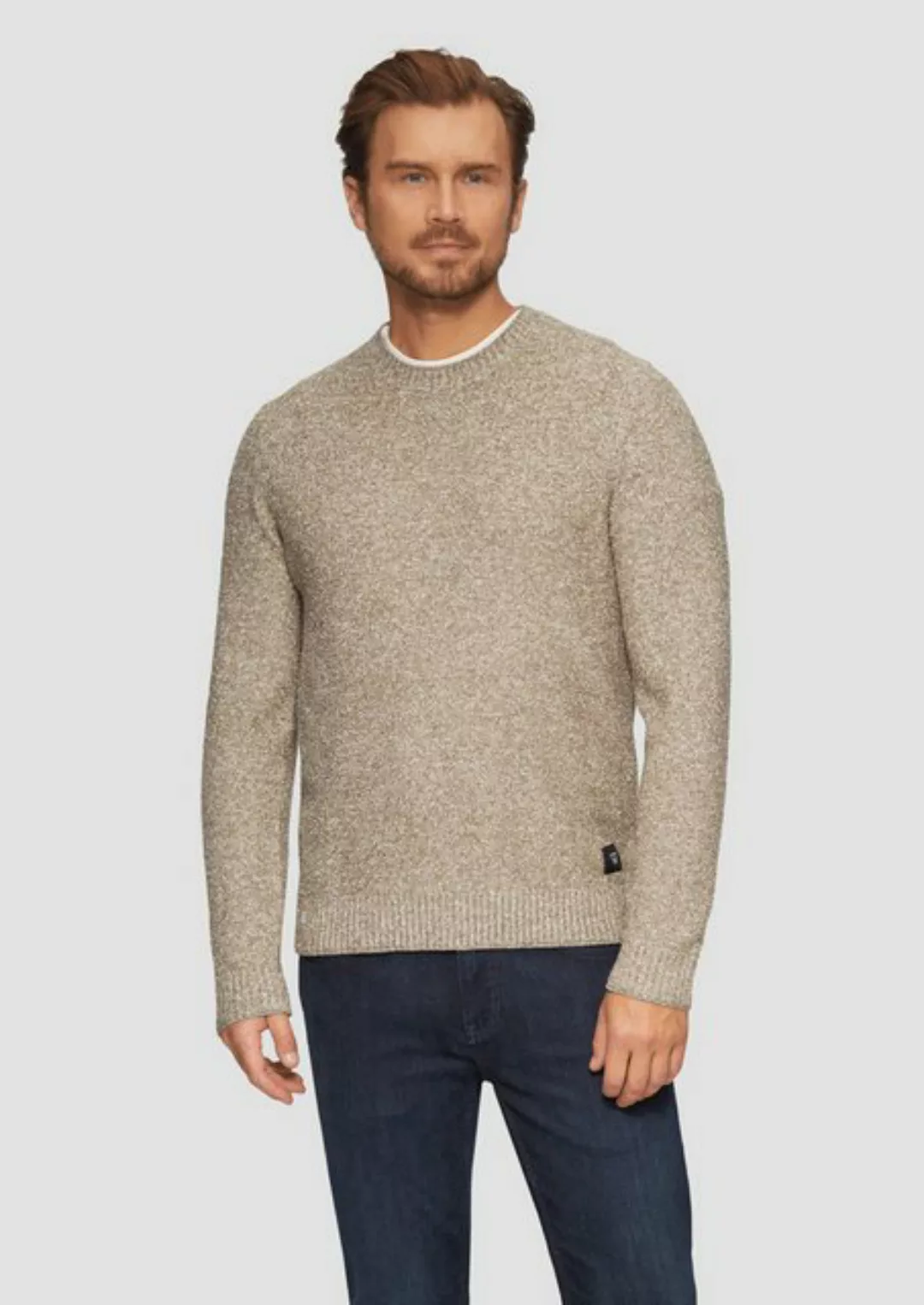 s.Oliver Strickpullover Grobstrickpullover in Melange-Optik Logo günstig online kaufen