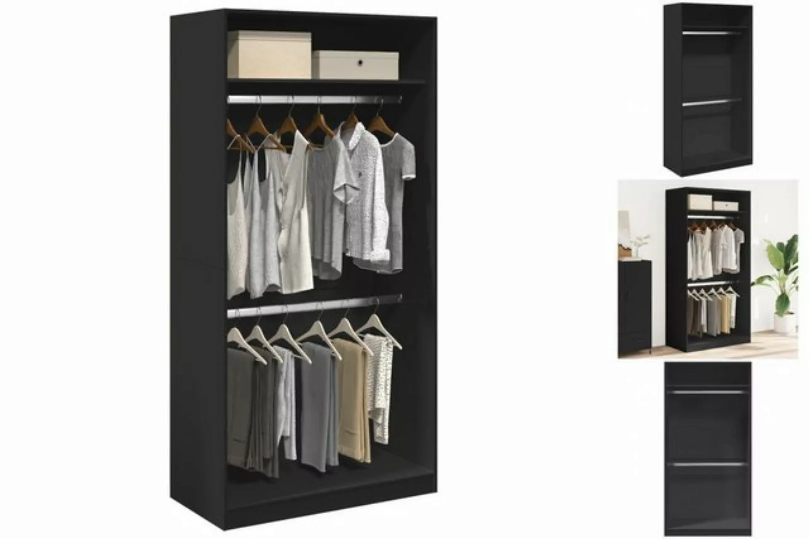 vidaXL Kleiderschrank Kleiderschrank Schwarz 100x50x200 cm Holzwerkstoff günstig online kaufen