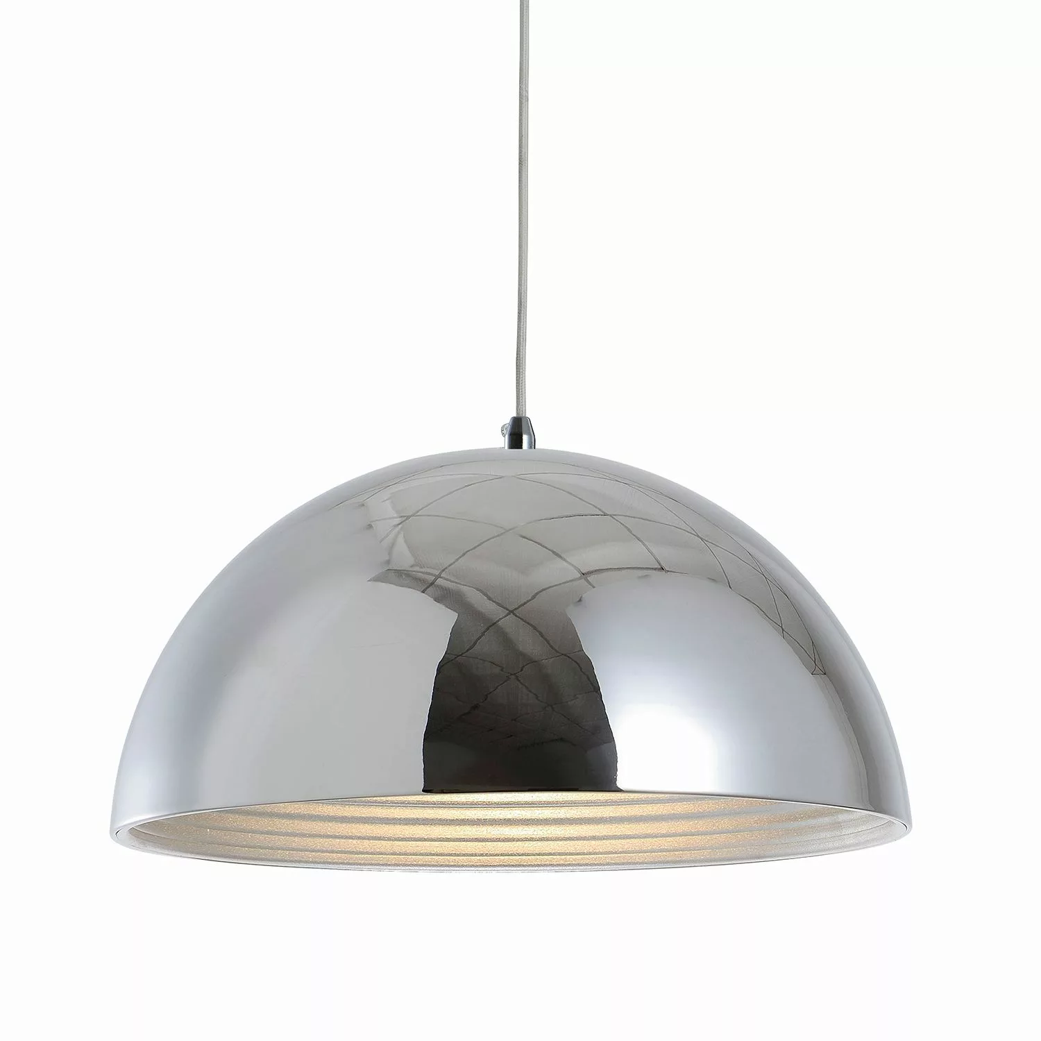 home24 Spot Light Pendelleuchte Mads Stahl Silber Ø 40 cm 1-flammig E27 günstig online kaufen