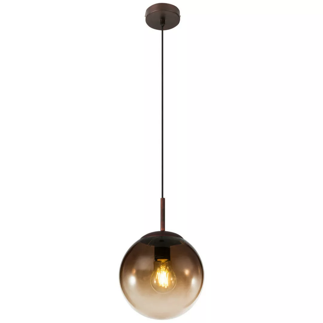 GLOBO Pendelleuchte 15865 braun amber Glas Metall H/D: ca. 120x20 cm E27 1 günstig online kaufen