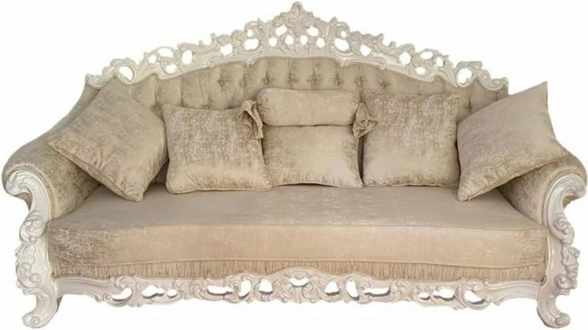 Casa Padrino Sofa Luxus Barock Sofa Creme / Weiß - Prunkvolles Wohnzimmer S günstig online kaufen