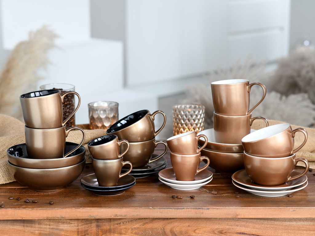 CreaTable Becher »Golden Days Schwarz, Becherset, 6-tlg.«, (Set, 6 tlg.), G günstig online kaufen
