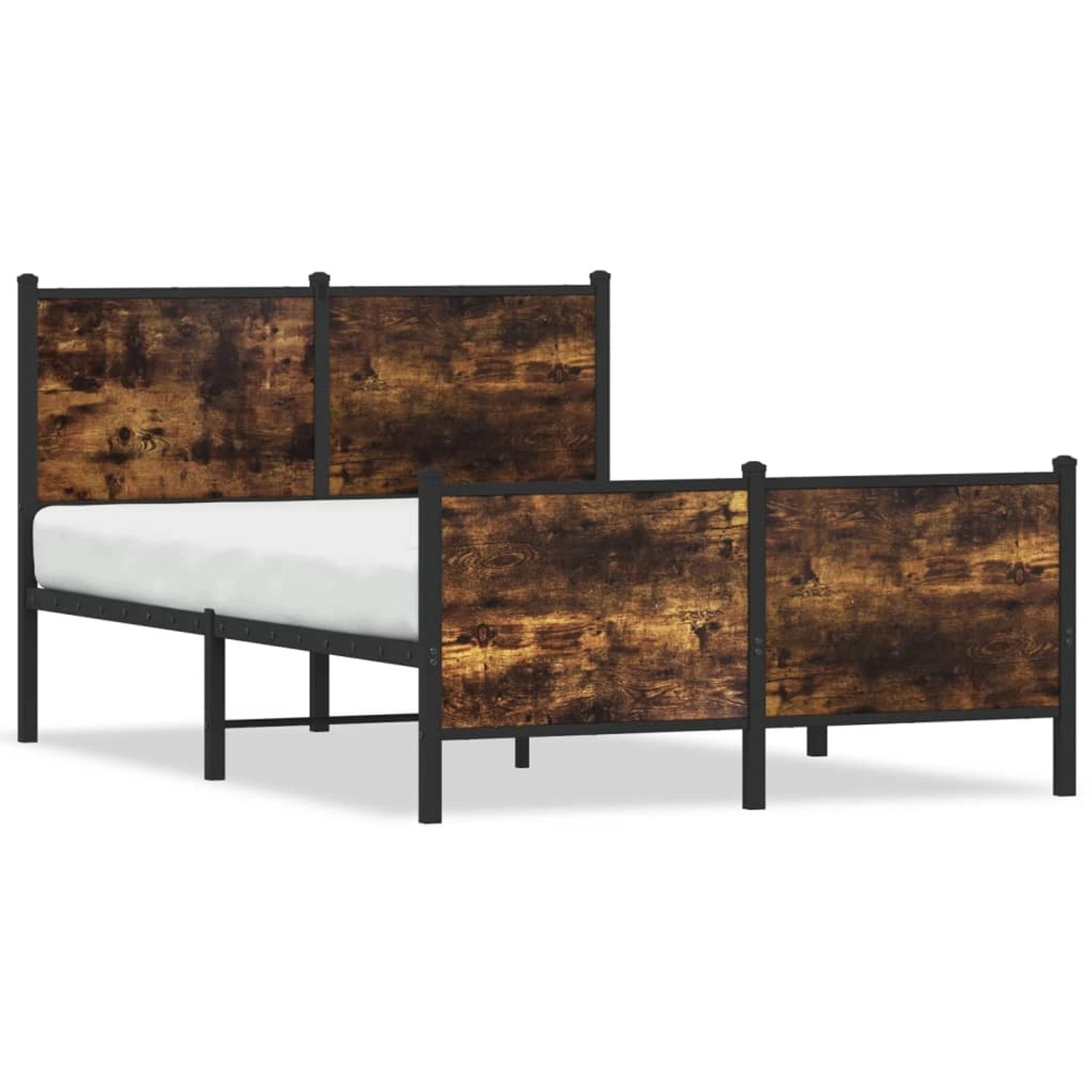 vidaXL Bett, Metallbett ohne Matratze Räuchereiche 120x200 cm günstig online kaufen