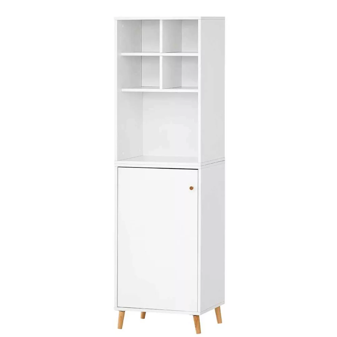 Moderner Officeschrank in Weiß und Eichefarben Made in Germany günstig online kaufen