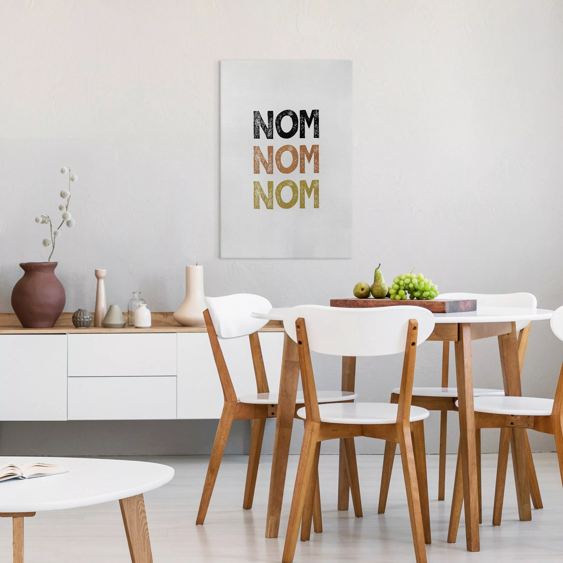 Leinwandbild Nom Küchen Zitat günstig online kaufen