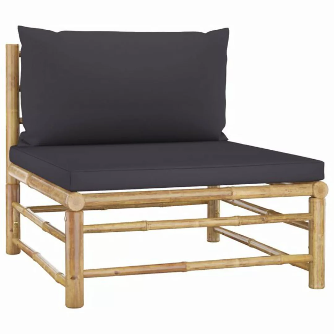 Vellora Loungebett Garten-Mittelsofa mit Dunkelgrauen Kissen Bambus günstig online kaufen