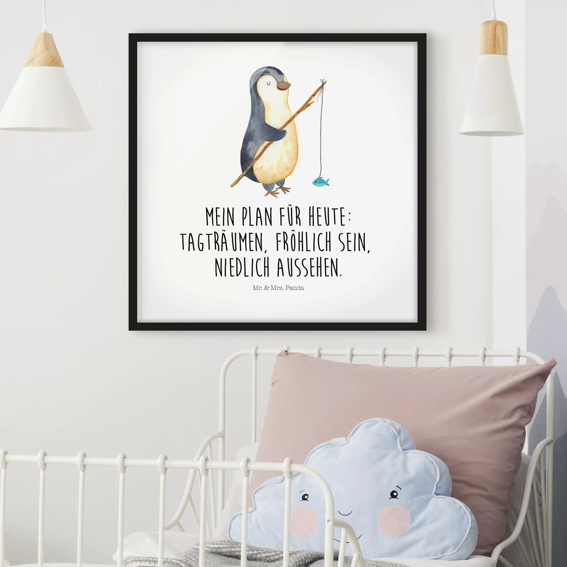 Bild mit Rahmen Mr. & Mrs. Panda - Pinguin - Tagträumen günstig online kaufen