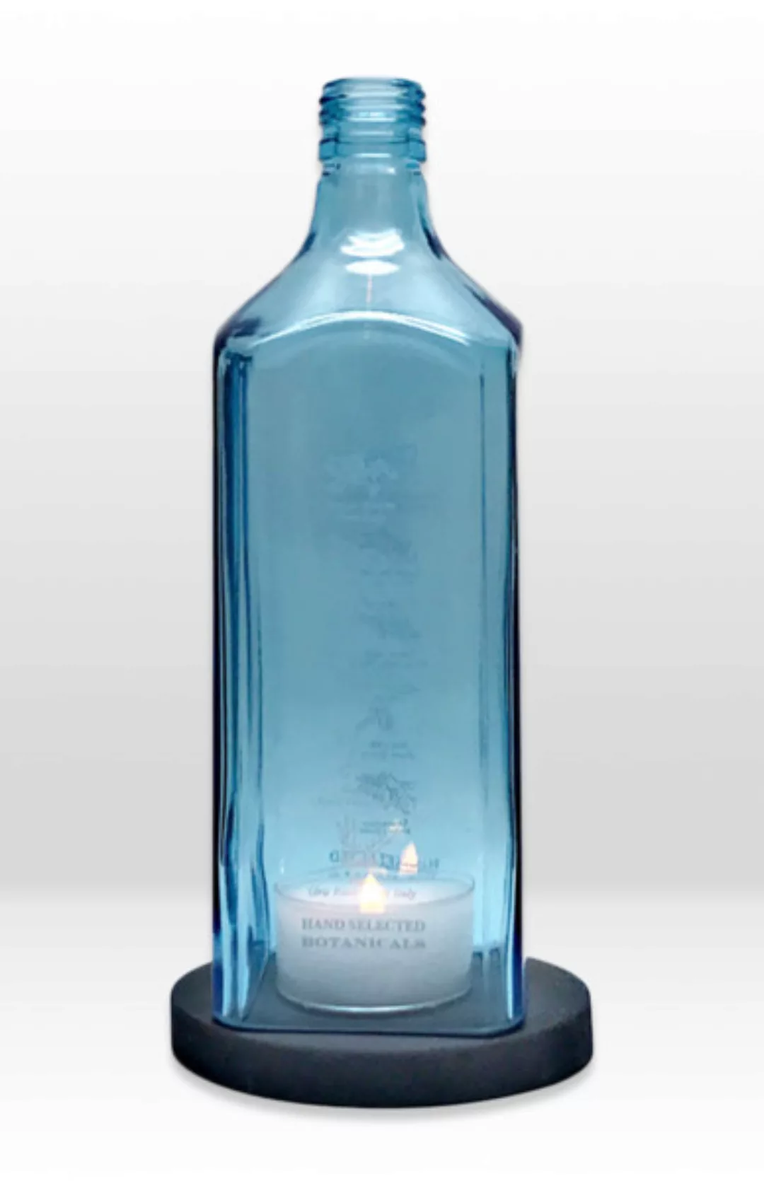 Flaschenwindlicht® Aus Der 1l Gin Flasche Mit Beton Untersetzer günstig online kaufen