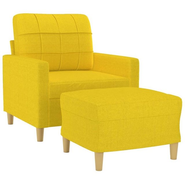vidaXL Sofa Sessel mit Hocker Hellgelb 60 cm Stoff günstig online kaufen