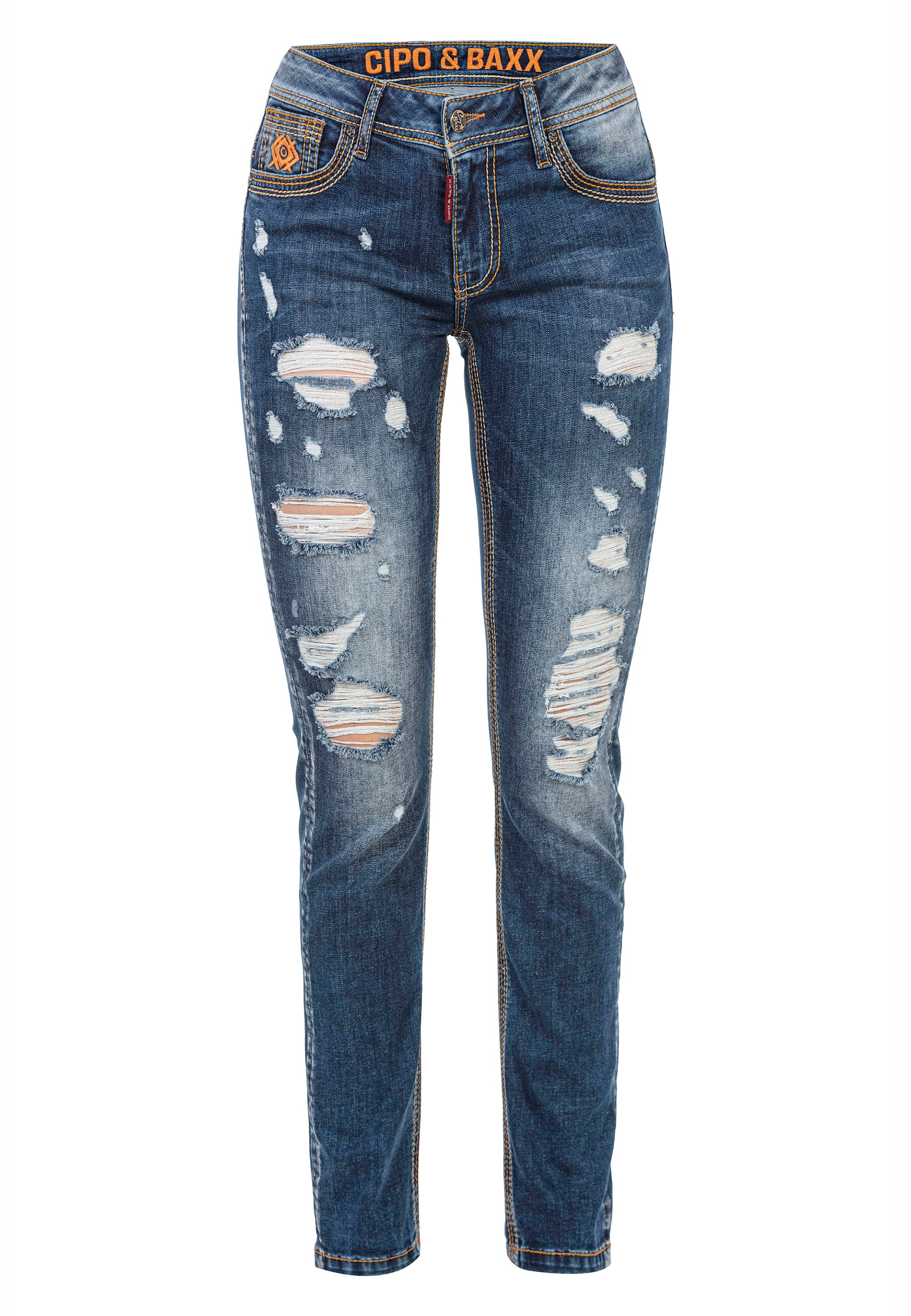 Cipo & Baxx Slim-fit-Jeans, mit lässigen Destroyed-Elementen günstig online kaufen