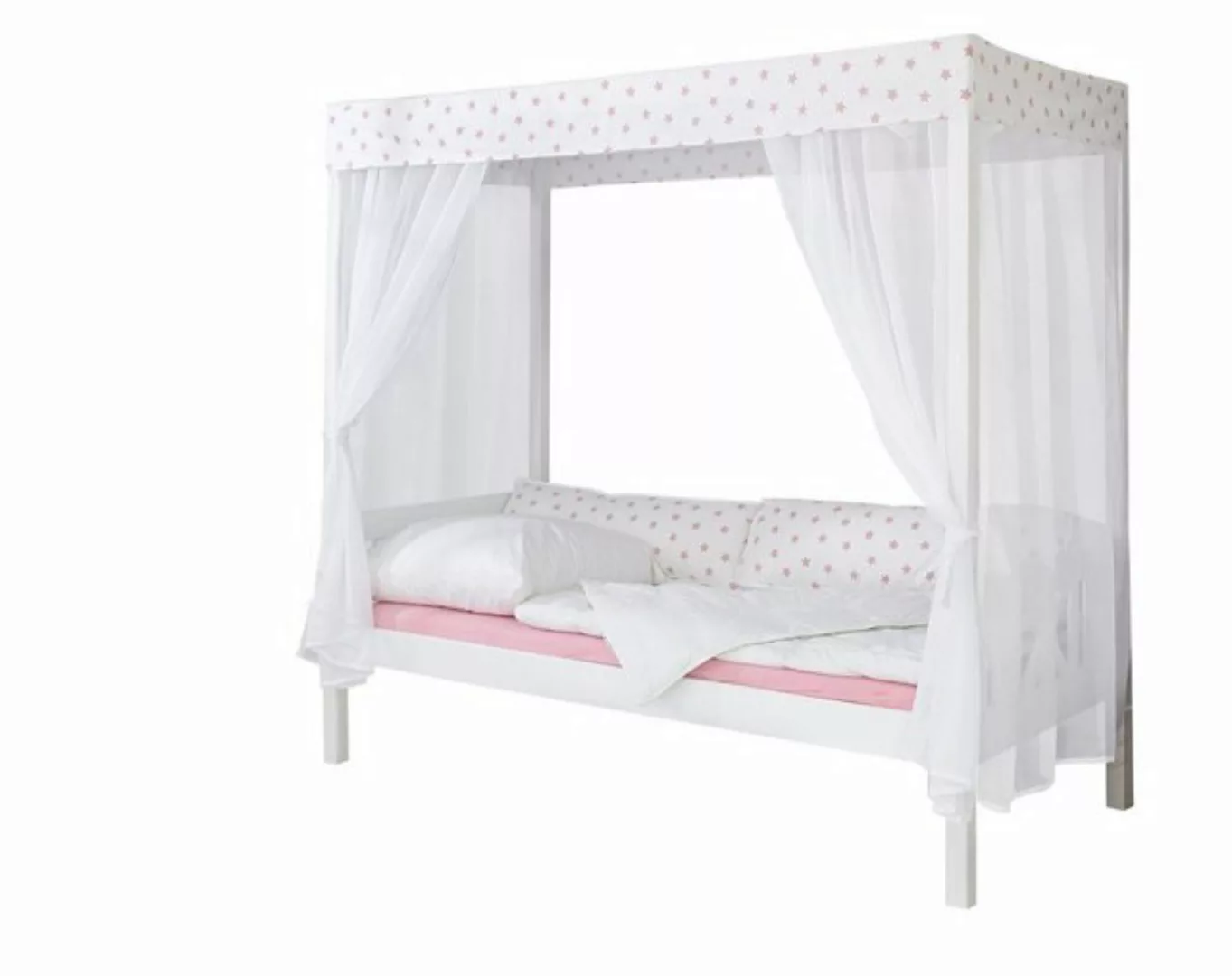 TICAA "Himmelbett ""Weiß-Rosa"" 310 Kiefer Weiß (Weiß/Rosa Stern)" weiß Gr. günstig online kaufen