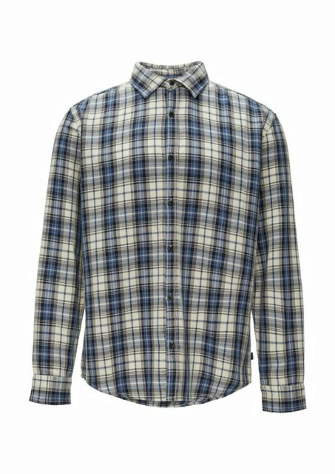 QS Langarmhemd Regular Fit: Hemd mit All-over-Print und Button-Down-Kragen günstig online kaufen