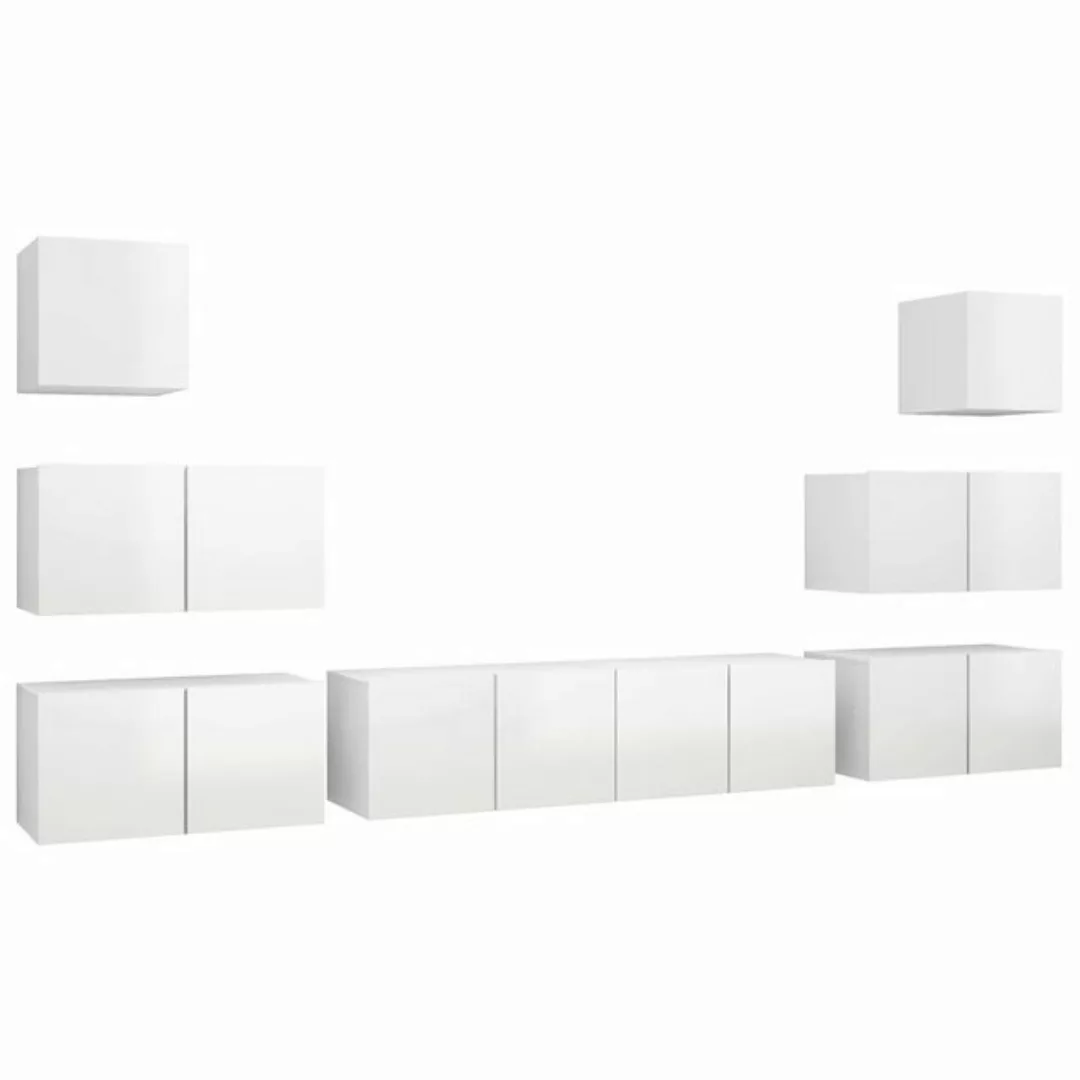 furnicato TV-Schrank 8-tlg. TV-Schrank-Set Hochglanz-Weiß Holzwerkstoff günstig online kaufen