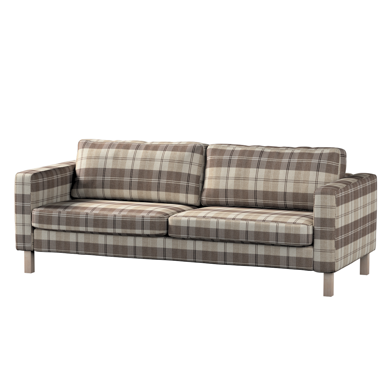 Bezug für Karlstad 3-Sitzer Sofa nicht ausklappbar, kurz, braun-beige, Bezu günstig online kaufen