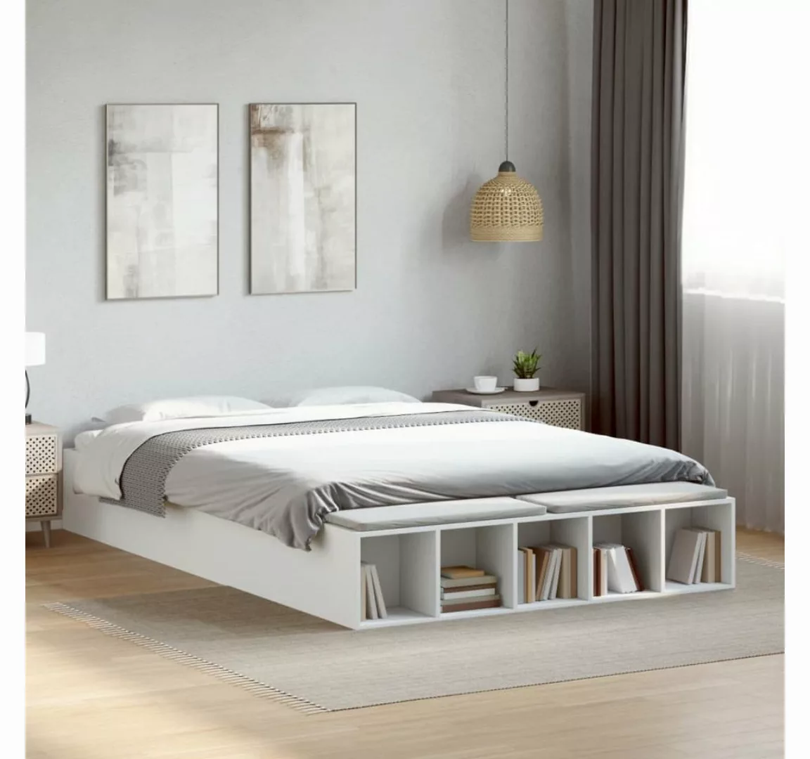 vidaXL Bett, Bettgestell Weiß 150x200 cm Holzwerkstoff günstig online kaufen