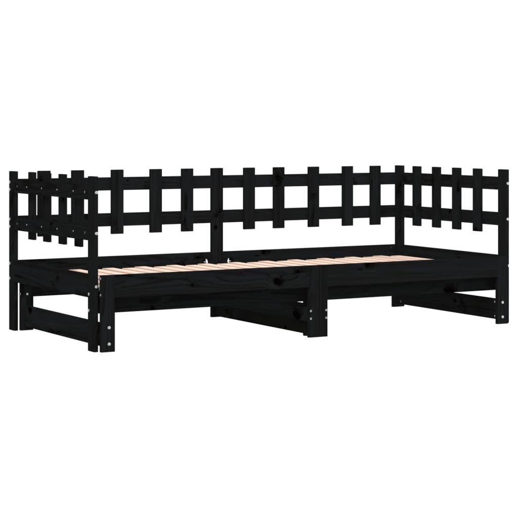 vidaXL Bett Tagesbett Ausziehbar Schwarz 2x(80x200) günstig online kaufen