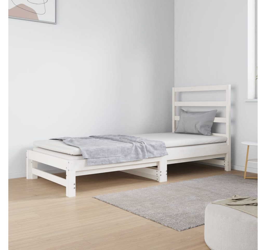 vidaXL Gästebett Gästebett Tagesbett Ausziehbar Weiß 2x90x190 cm Massivholz günstig online kaufen