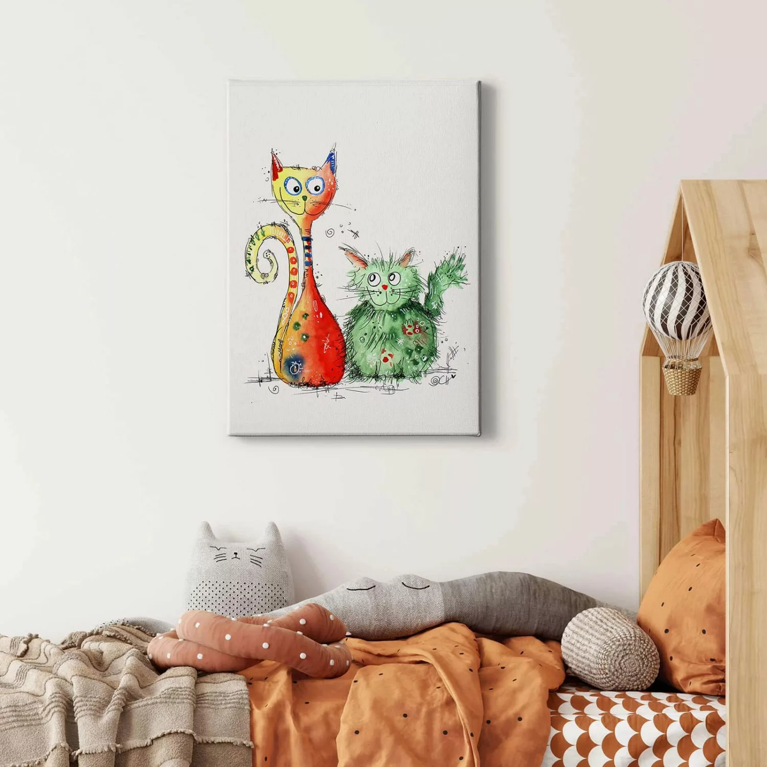 Bricoflor Kunst Bild Mit Katzen Abstrakt Buntes Leinwandbild Mit Tier Motiv günstig online kaufen