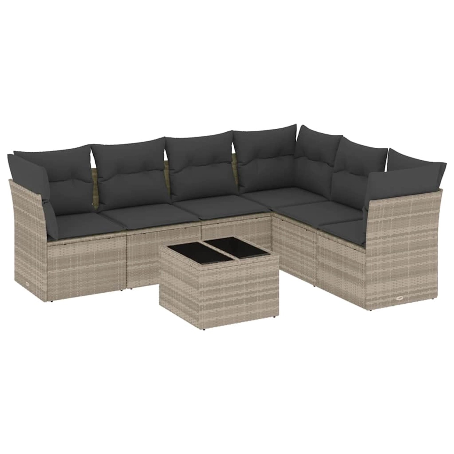vidaXL 7-Tlg Garten-Sofagarnitur mit Kissen Hellgrau Poly Rattan 3217692 günstig online kaufen