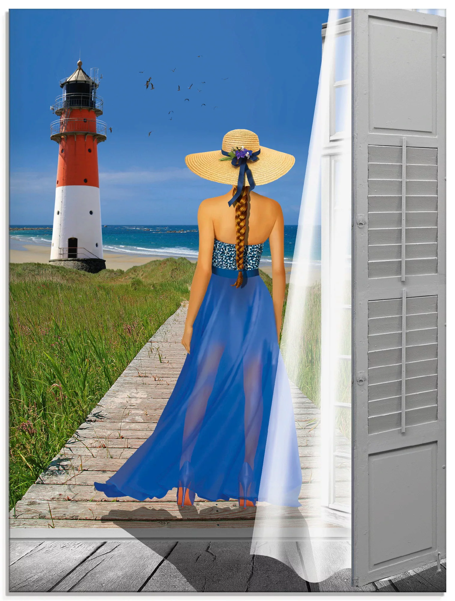 Artland Glasbild "Urlaub am Meer", Frau, (1 St.) günstig online kaufen