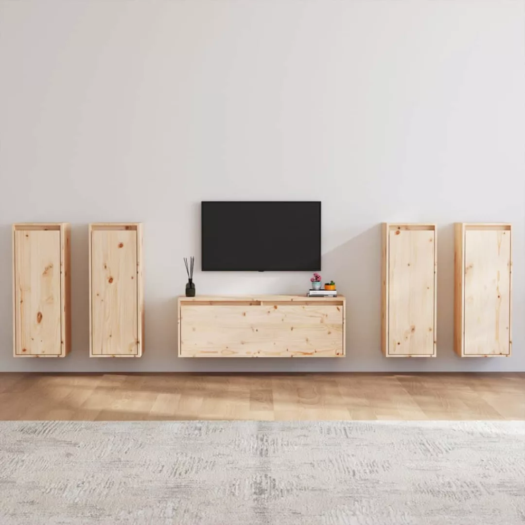 vidaXL TV-Schrank TV-Schränke 5 Stk Massivholz Kiefer Lowboard Lowboard günstig online kaufen