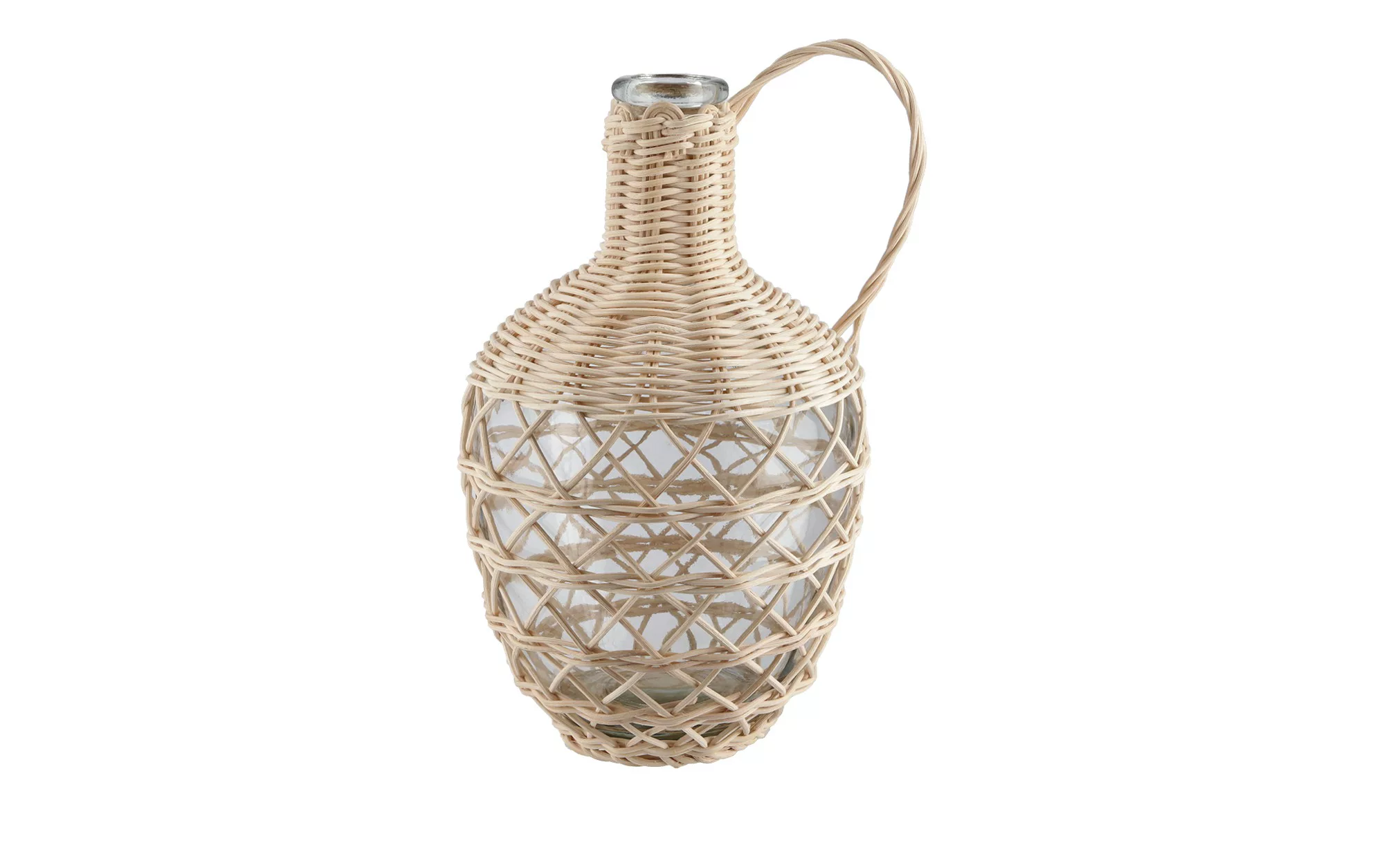 Flaschenvase ¦ creme ¦ Rattan, Glas  ¦ Maße (cm): H: 27  Ø: 17 Accessoires günstig online kaufen