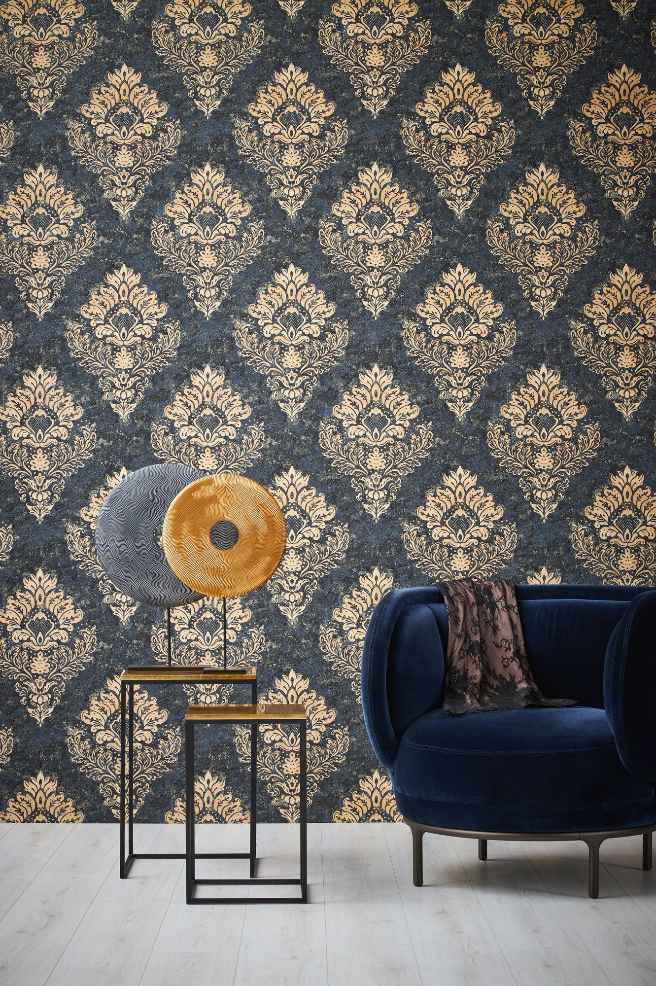 Livingwalls Tapete Barockmuster Grau und Rosa 53 cm x 10,05 m AS-379014 günstig online kaufen