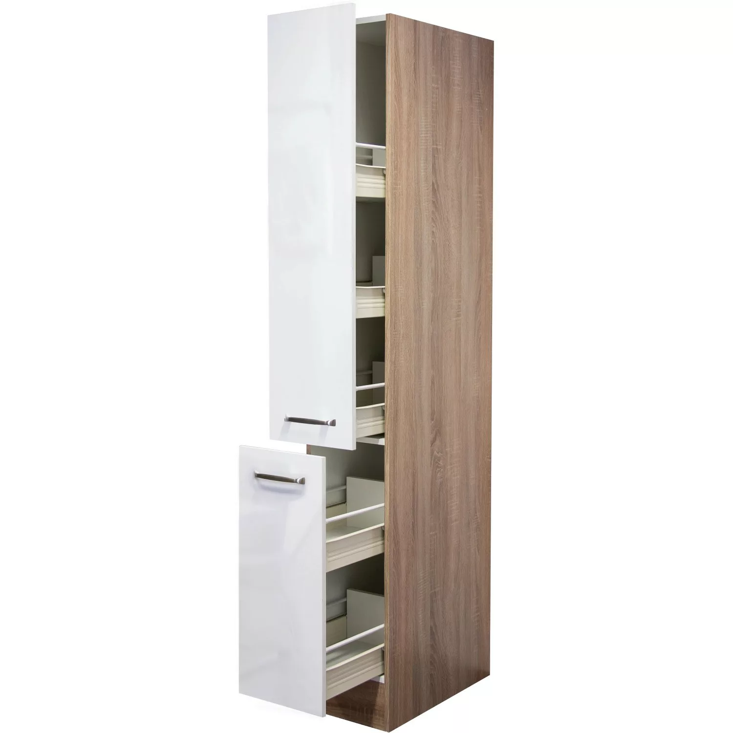 Flex-Well Exclusiv Apotheker-Hochschrank Valero 30 cm Hochglanz Weiß günstig online kaufen