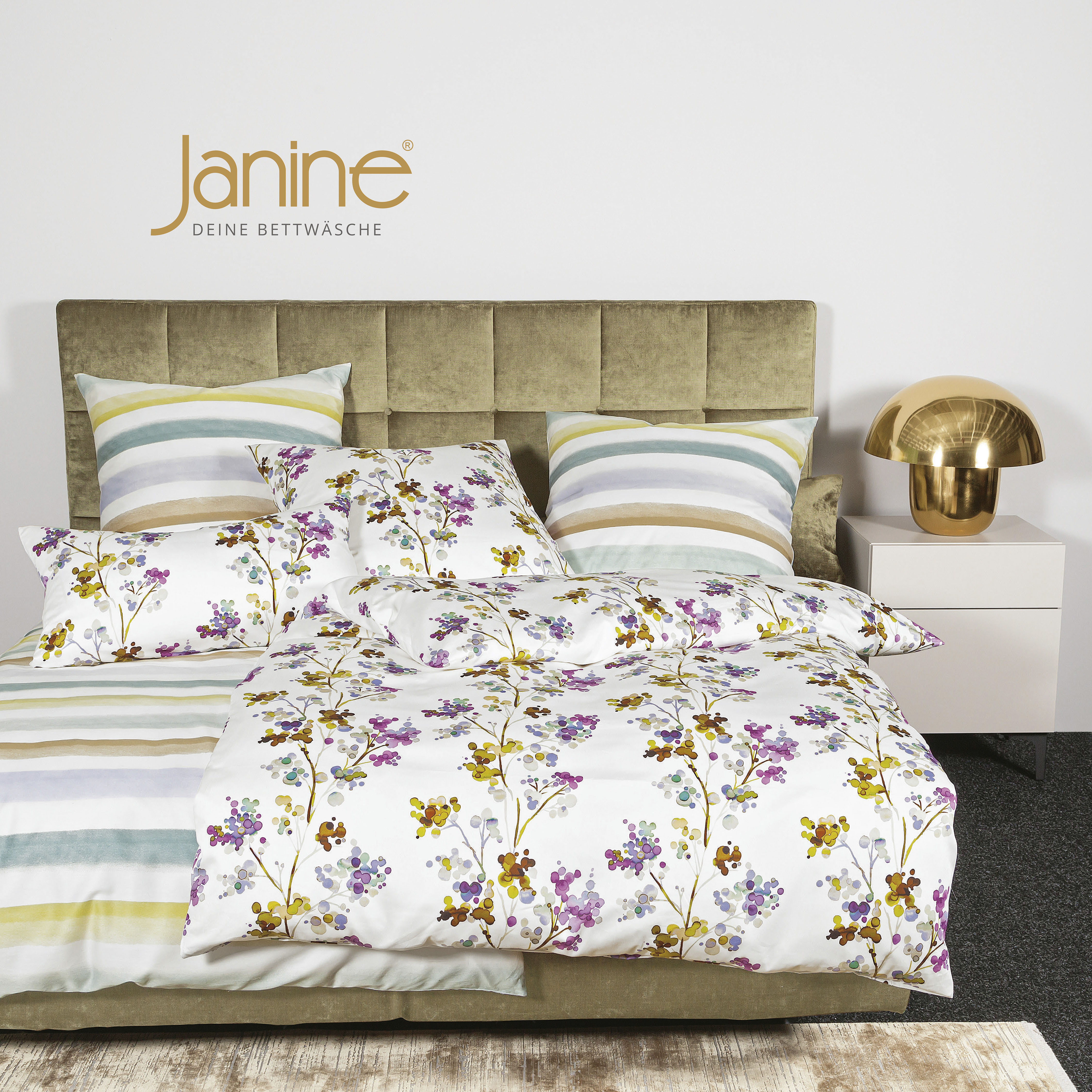 Janine Janine Mako-Satin Bettwäsche moments 98112 traubenblau oliv Größe: günstig online kaufen