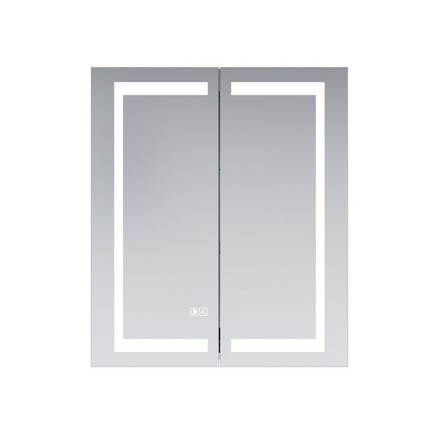 SONNI Spiegelschrank Spiegelschrank bad mit beleuchtung 60 x 70 cm 2-türig günstig online kaufen