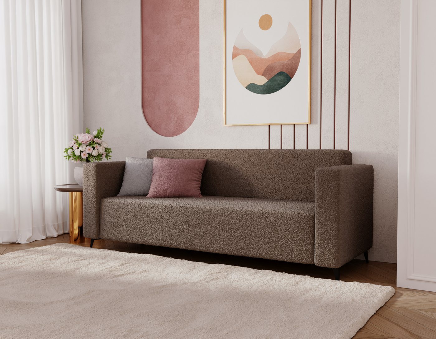 Compleo Sofa Boucle, 3-Sitzer Sofa, Sofa für das Wohnzimmer, kleines Wohnzi günstig online kaufen