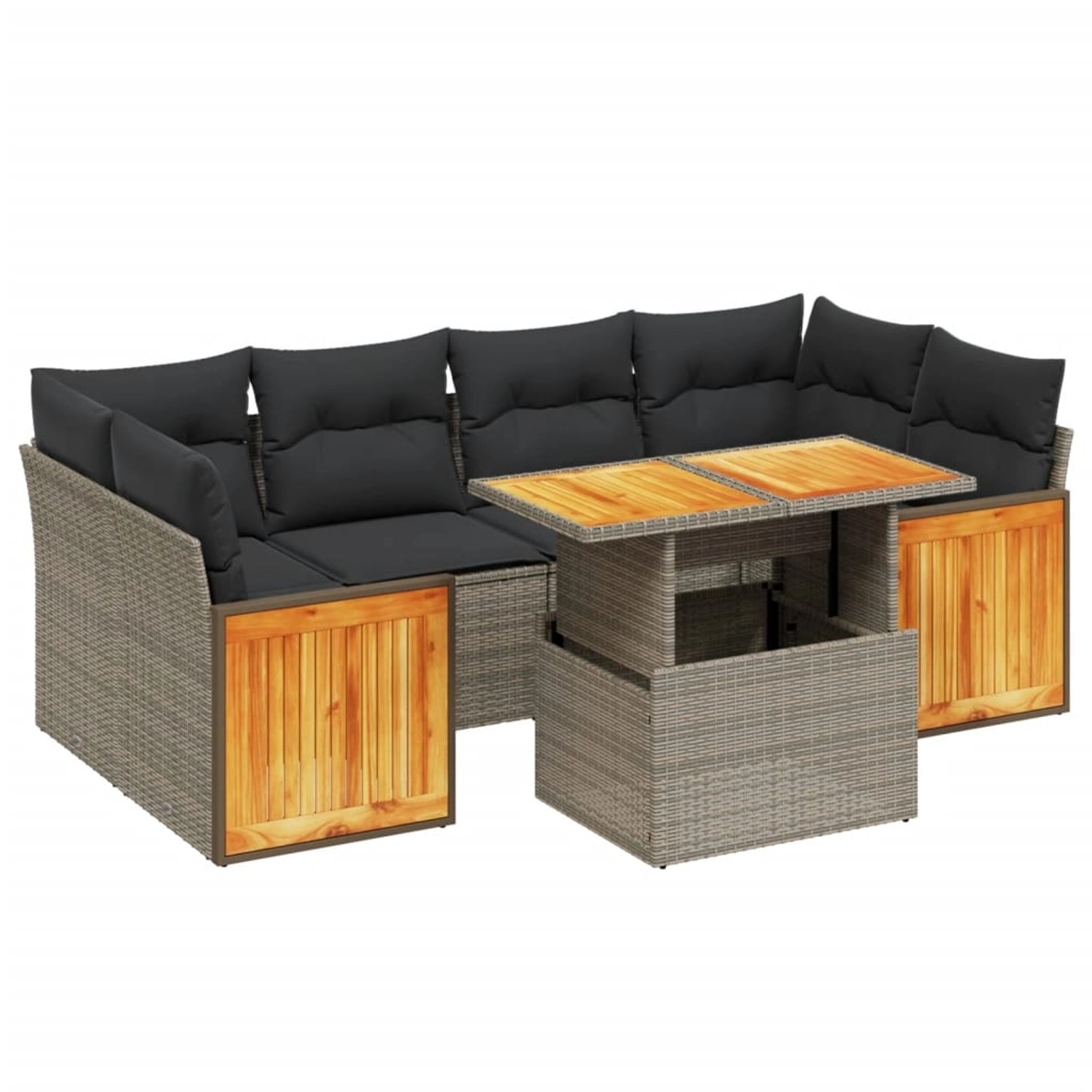 vidaXL 7-Tlg Garten-Sofagarnitur mit Kissen Grau Poly Rattan 3273860 günstig online kaufen