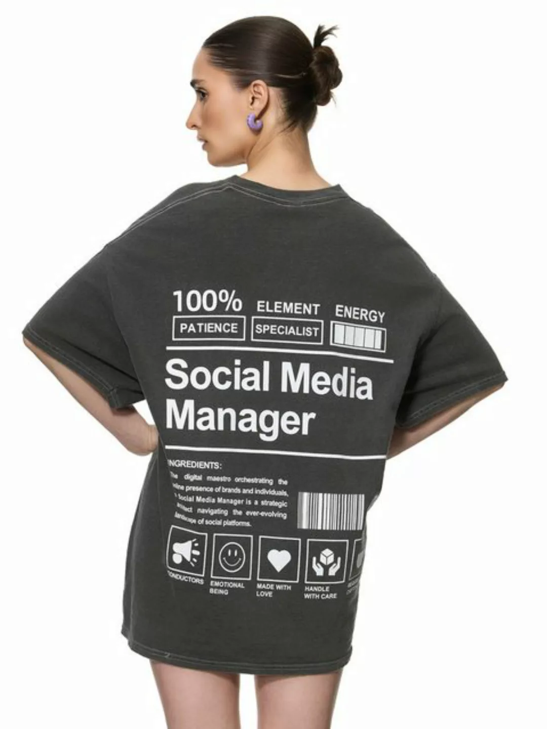 Worldclassca T-Shirt Worldclassca Oversized Print SOCIAL MEDIA T-Shirt lang günstig online kaufen