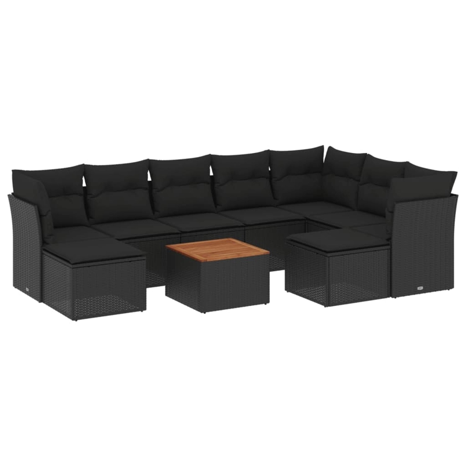 vidaXL 10-tlg Garten-Sofagarnitur mit Kissen Schwarz Poly Rattan Modell 94 günstig online kaufen