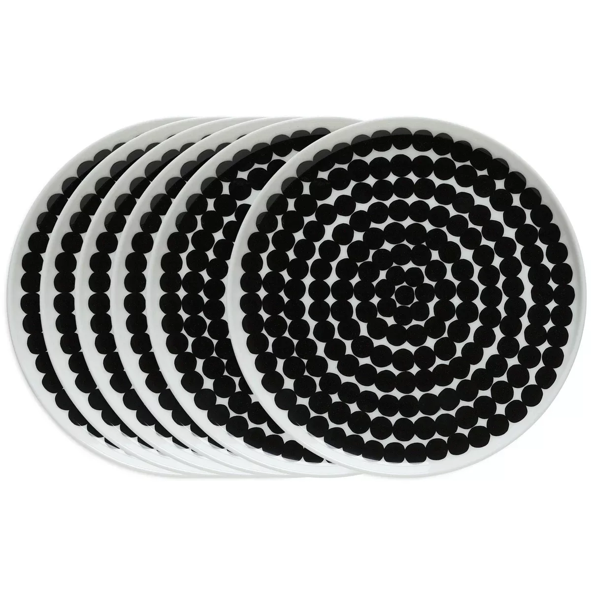 Räsymatto Teller 20cm, 6er Pack schwarz-weiß (große Punkte) günstig online kaufen